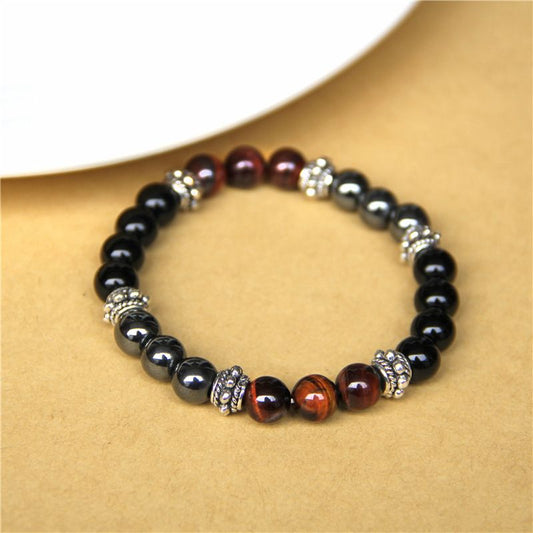 Natural Tiger Eye Bead Elastic Bracelet – Unisex